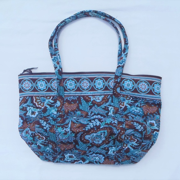Vera Bradley Blue Java Large Tote - EUC - Picture 1 of 8